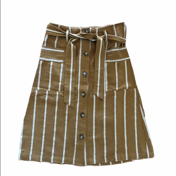 indigo rising Dresses & Skirts - Indigo Rising Midi Skirt striped mustard button M